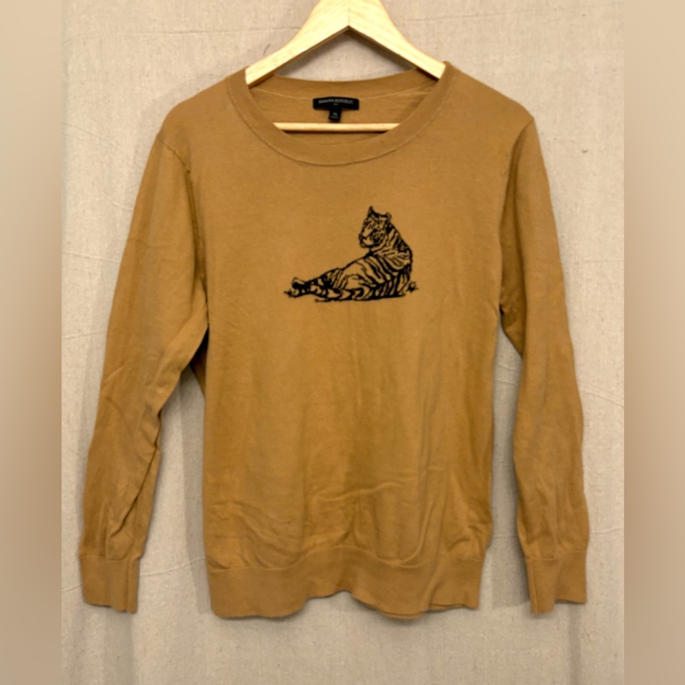 XL Banana Republic pullover tiger sweatshirt fun funky comfy casual